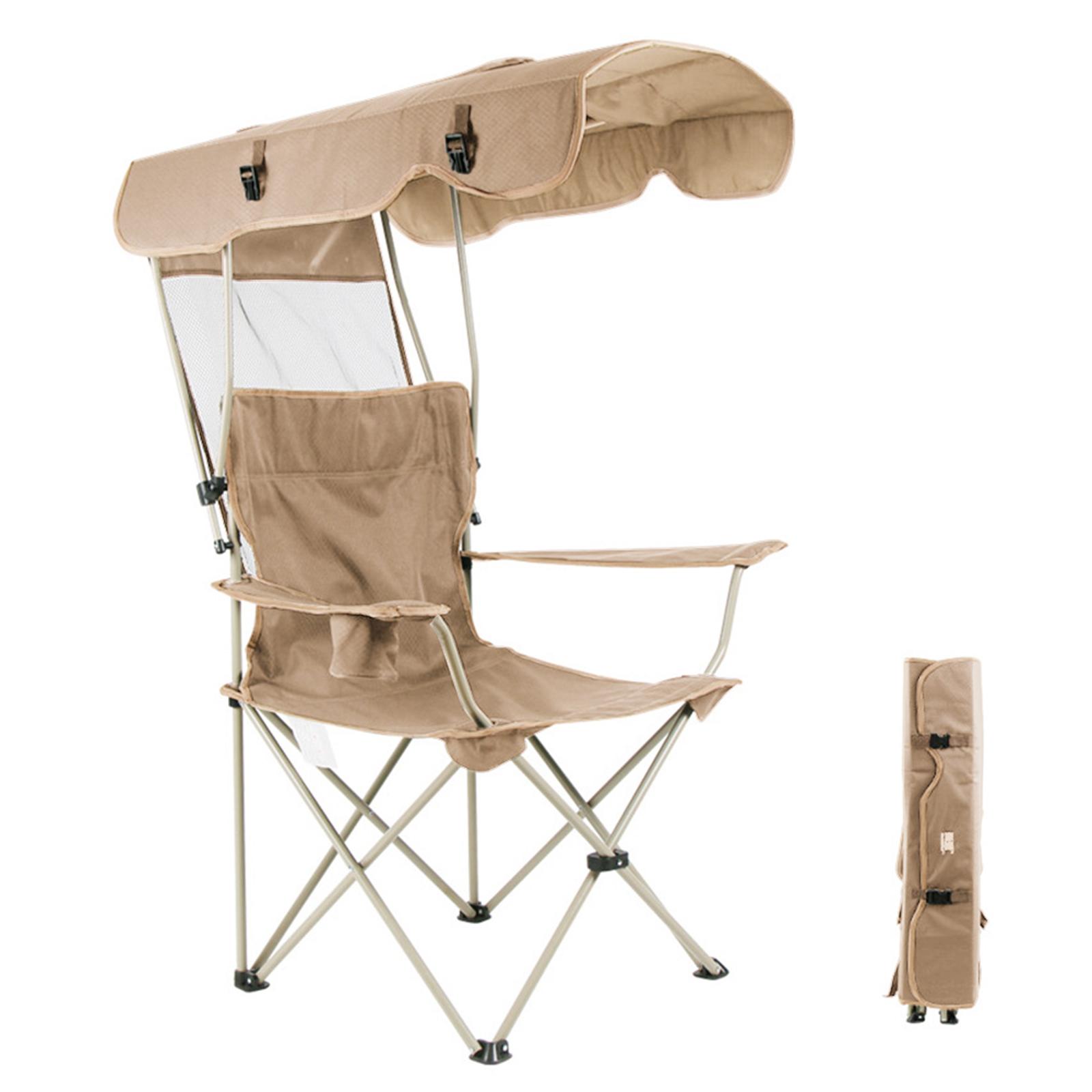 

Портативный складной стул с навесом, пляжный стул, походный стул, газонный стул, идеально подходящий для активного отдыха на открытом воздухе, противоскользящая подставка для ног хаки