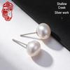 S999 Sterling Silver Freshwater Pearl Stud Earrings for Women - Simple, High-End Pure Silver Ear Jewelry for Pierced Ears