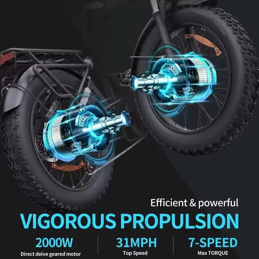 Nové H20 Pro 2000W Skládací Elektrické Kolo 48V23AH 20palcové Silné Pneumatiky Duální Motor Terénní MTB