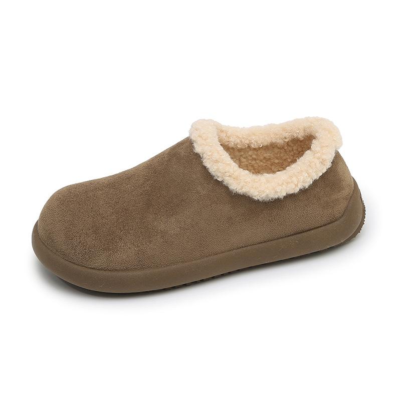 Lazy Boken lamb wool shoes warm cotton shoes women's shoes autumn and winter wear 2025 new million velvet cotton shoes