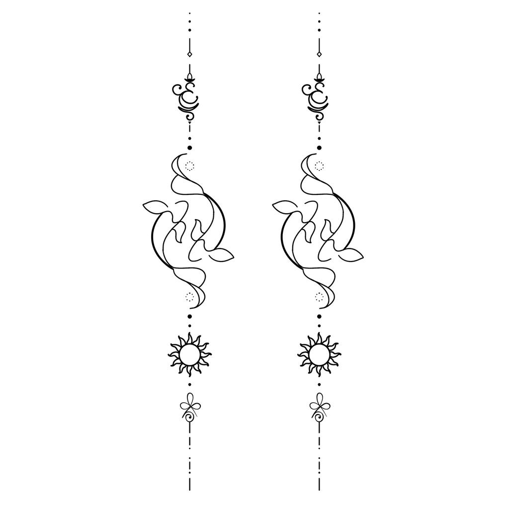 Advanced Sense Domineering Personality Thorn Totem Ribbon Sun Moon Stars Flower Lines Tattoo Sticker
