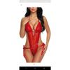 Ladysta Women's Lace Teddy Bodysuit - One-Piece Lingerie V-Neck Nightwear - Free Size (S/M/L)