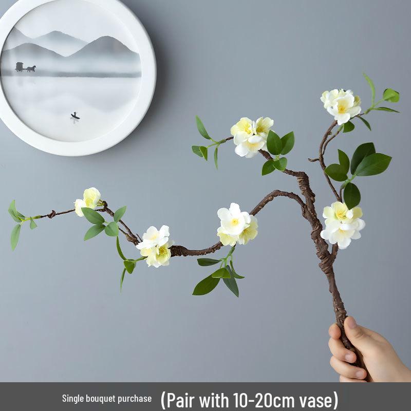 Artificial Plum Blossom Branch Decor: Wax Plum, Peach Bloom for Living Room - Chinese Flower Ornament