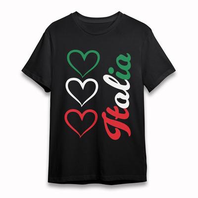Herren Weiches Klassisches T-Shirt Italien Thema Grafik T-Shirt Schwarz Baumwolle Kurz Übergröße