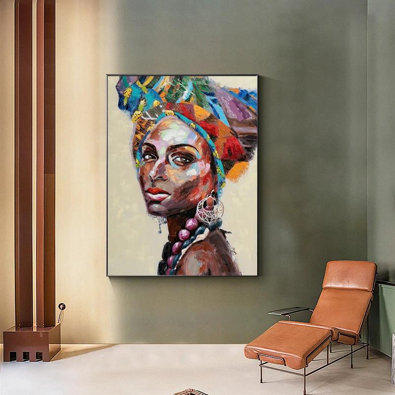 African Black Woman Graffiti Art Posters And Prints Abstract African Girl Canvas Paintings On The Wall Art Pictures Wall Decor