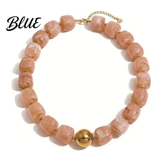 Non-fading Necklace Colorful Beaded Choker Resin Beads Boho Chunky Fashionable