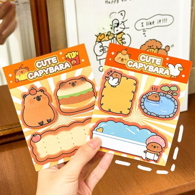 Office School Supplies Combination Student Cute Message N Times Cartoon Girl Heart Capybara Sticker Memo Pad Kawaii Stationery