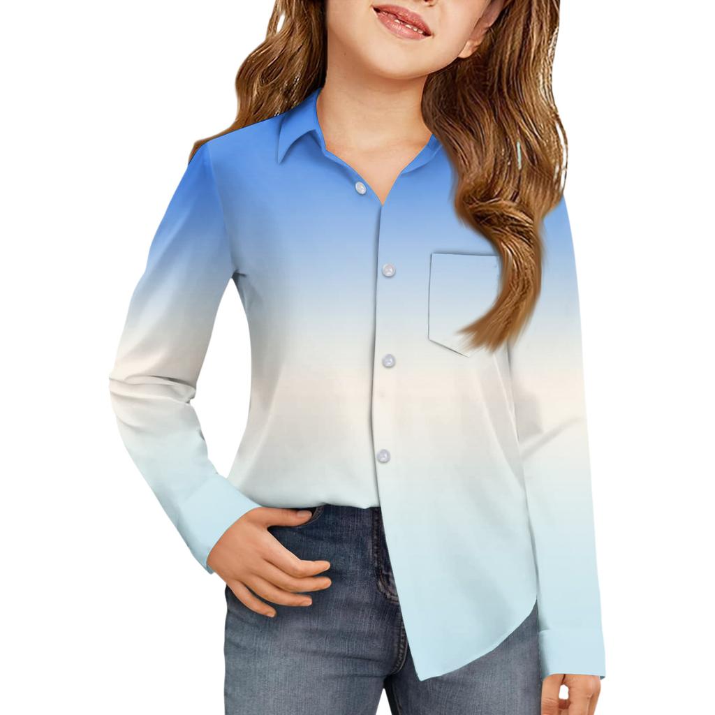 Girls' Button-Down Shirt - Long Sleeve Dress Blouse