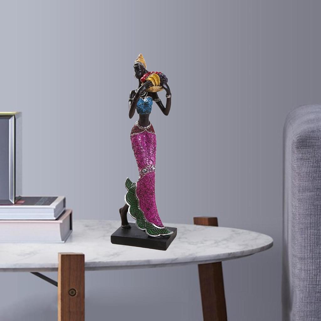 Africké ženy Figurové umění Sochy Tribal Lady Figurka Socha žlutá