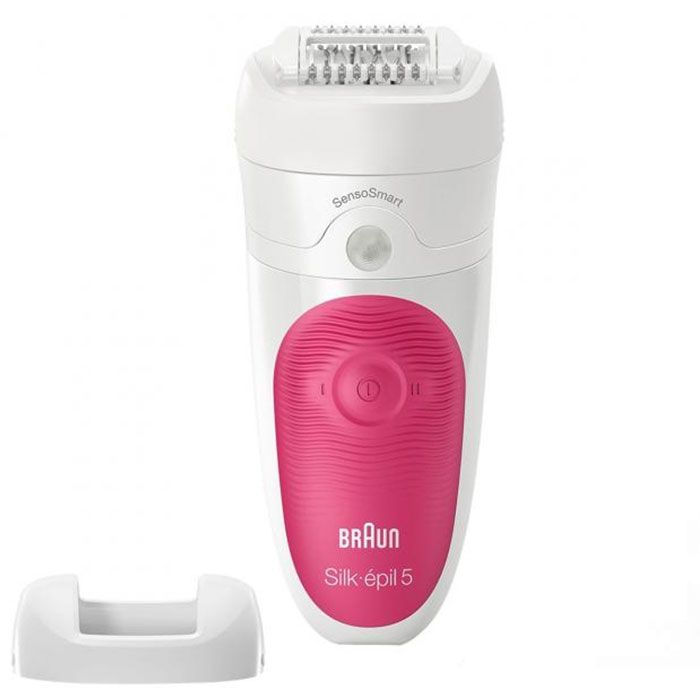 Braun | Epilator | Silk-épil 5 SE5500 | Run time (max) 30 min | Bulb life (flashing) N/A | Number of power levels 1 | Wet & Dry | White/Pink