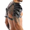 Gay Mens PU Leather Harness Double Shoulder Armors Buckles Sexual Body Chest Harness Belt for Adult Sex Cosplay Halloween Party