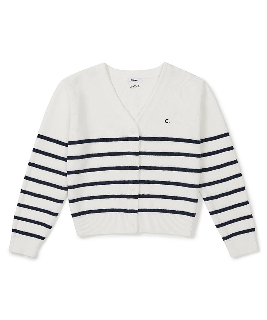 Clove [26Ss Clove] Stripe Button Cardigan (Ivory)