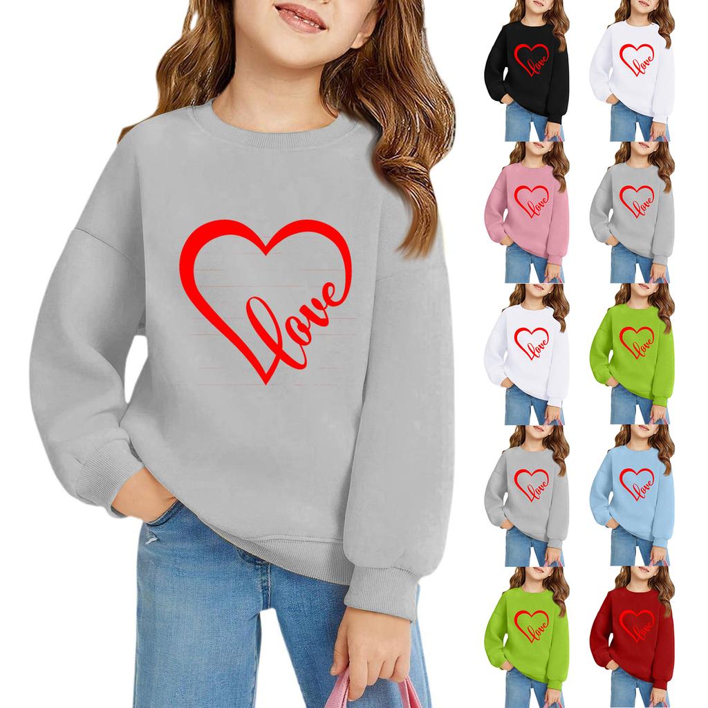 Mädchen Rundhals-Pullover für Kinder Bedruckte Baby-Oberteile Valentinstag