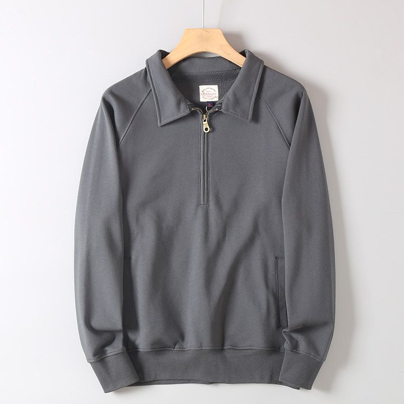Export Surplus Autumn/Winter Half-Zip Fashion Turn-Down Collar Sweatshirt for Men, Versatile Trendy Sports Casual Jacket