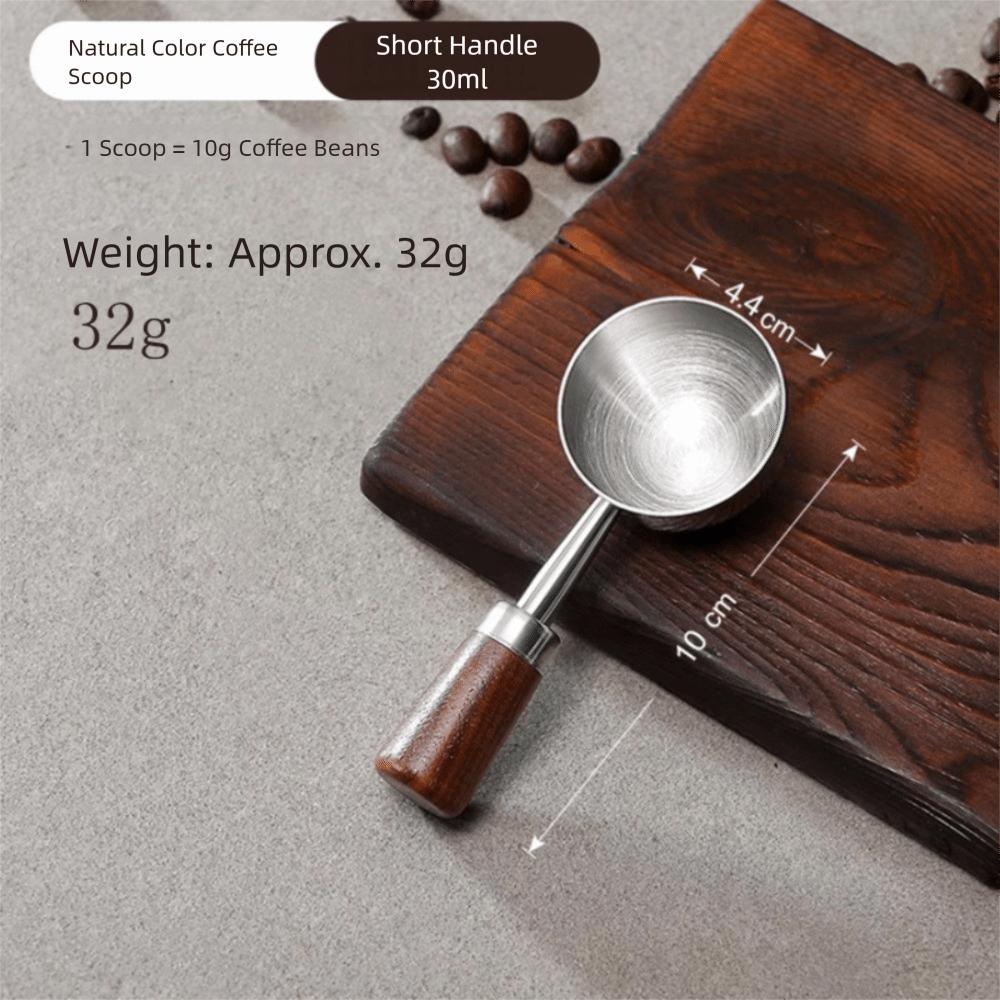 15/30ml Round Head Measuring Spoon Stainless Steel Wooden Handle Measuring Cup Measuring Accessory Home Kitchen Baking Tools