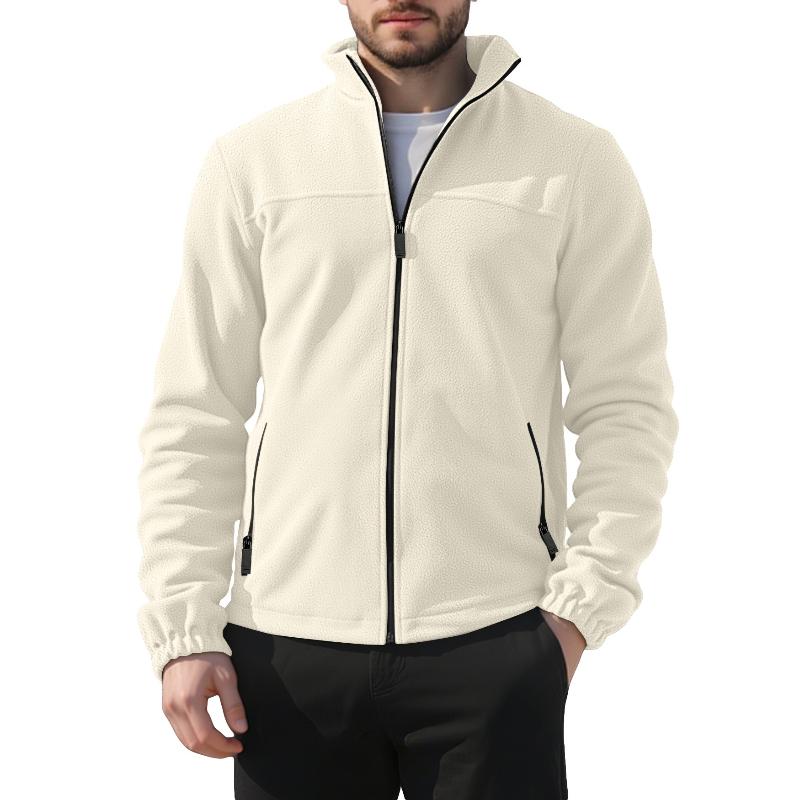 Fleece Jacket for Men Full Zip Lightweight Stand Collar Warm Jackets Casual Outdoor Windproof Coat with Pockets Men's Tactical Winter Fall Coat Jacket