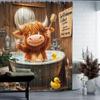 Funny Highland Cow Waterproof Shower Curtain - Rustic Bathroom Design, Anti-Mold,Easy To Clean,Durable Fabric for Bathroom Decor
