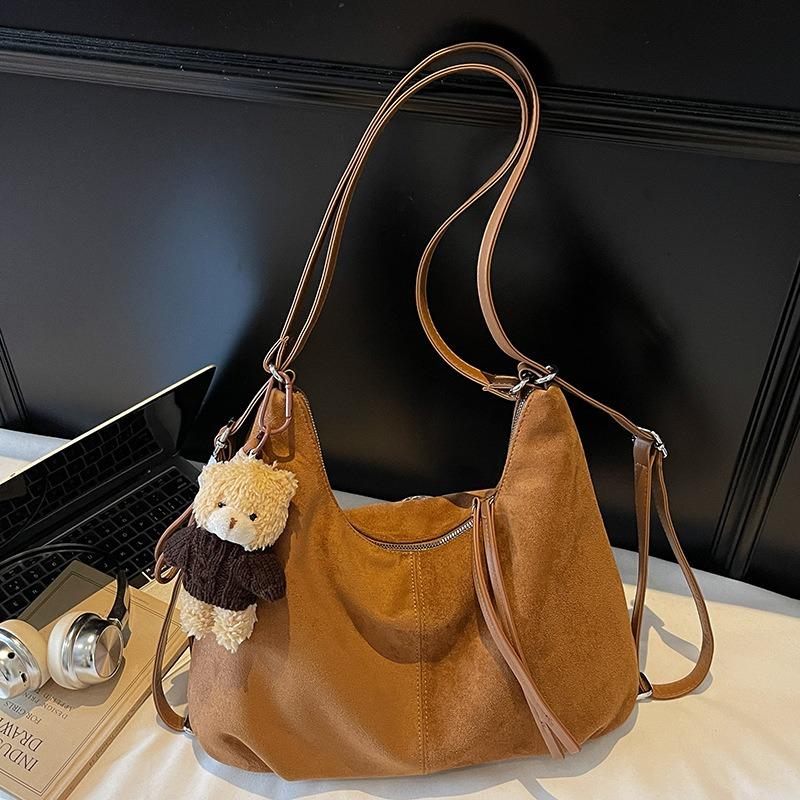 Retro large-capacity tote bag women's autumn new deerskin fleece underarm bag casual shoulder commuter bag