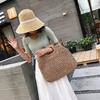 Neue Sommer Böhmische Frauen Stroh Strand Tasche Holz Griff Große Stroh Handtaschen Gewebte Handgemachte Tasche