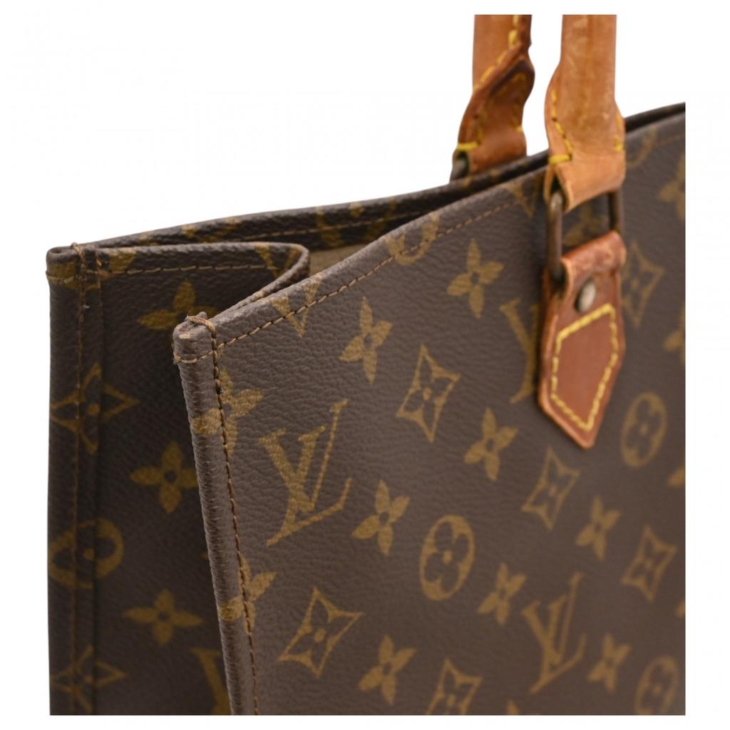 Auth LOUIS VUITTON Monogram Sac Plat Tote Bag Brown PVC Canvas Women’s lv4628bf