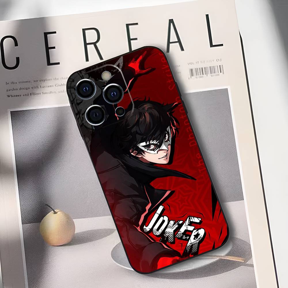 P-Persona 5 Anime Phone Case For iPhone 17,16,15,14,13,12,11 Plus,Pro Max,XS,Soft Black Cover