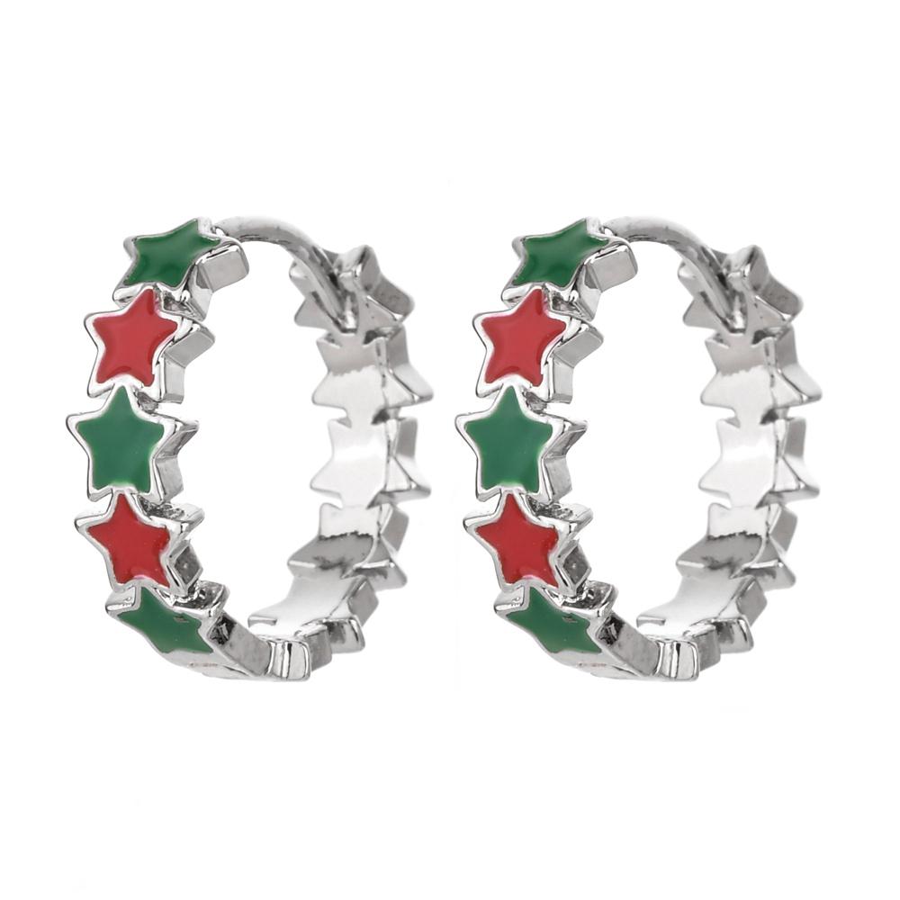 

Изысканные маленькие серьги-кольца со звездами CMM, красные и зеленые женские повседневные универсальные ювелирные изделия разноцветный