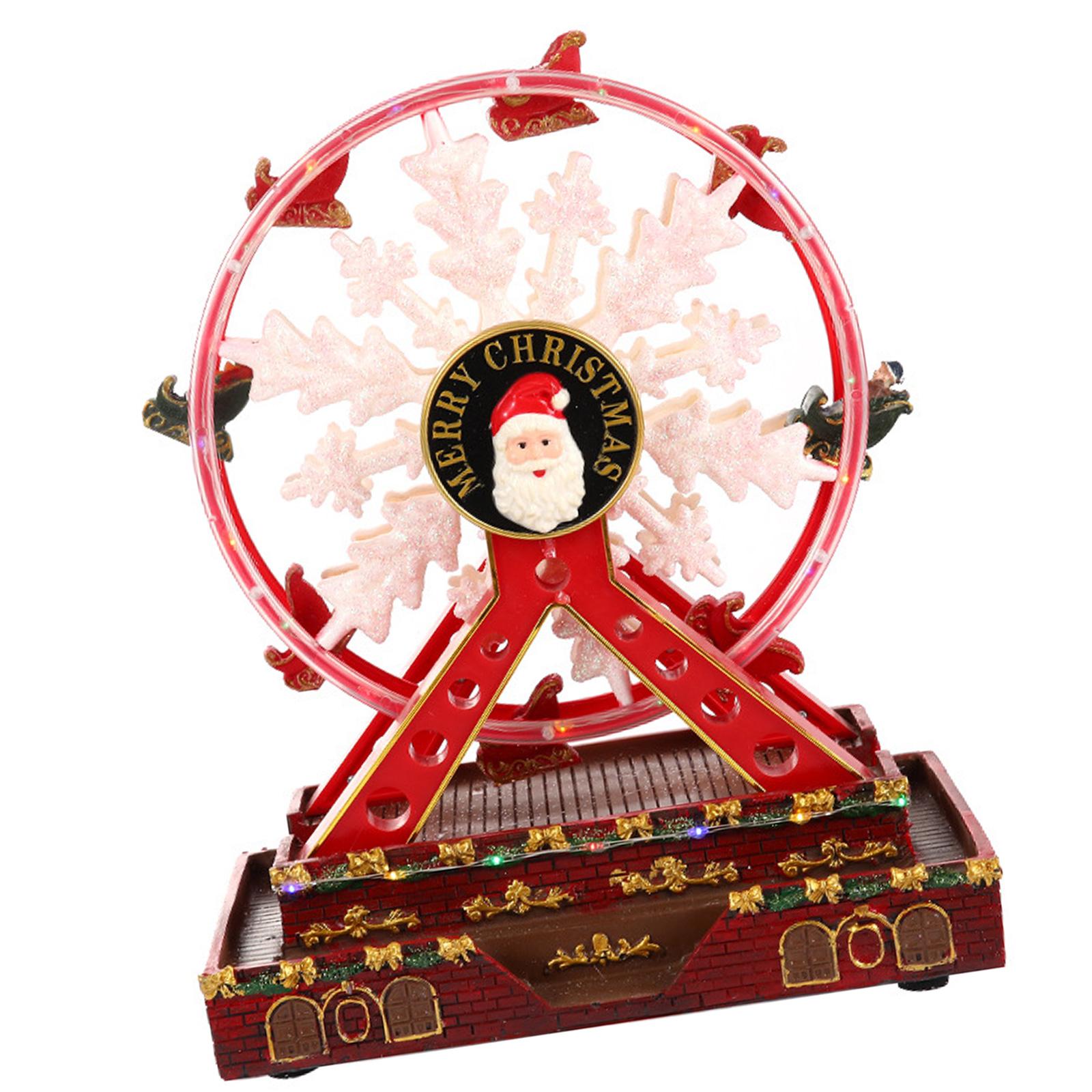 

Рождественское украшение Анимированный Санта, вращающееся колесо обозрения со светодиодной подсветкой и мелодичными мелодиями, стильное настольное украшение A