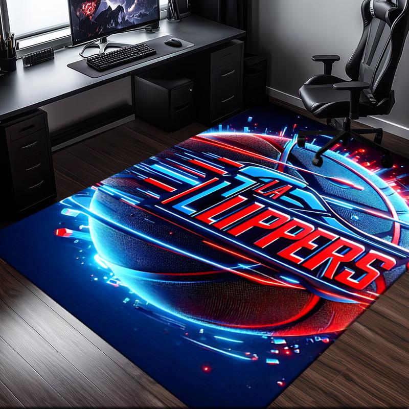 LA Clippers Basketball Art Rug Office Carpet Non-Slip Mat, Chair Rug Floor Covering for Gaming, Bedroom, Living Room , Home Decor Christmas Gift