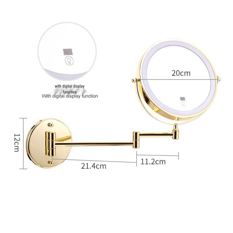 Miroir de maquillage grossissant double face lumineux à LED, mural, pour salles de bain, installation sans perçage