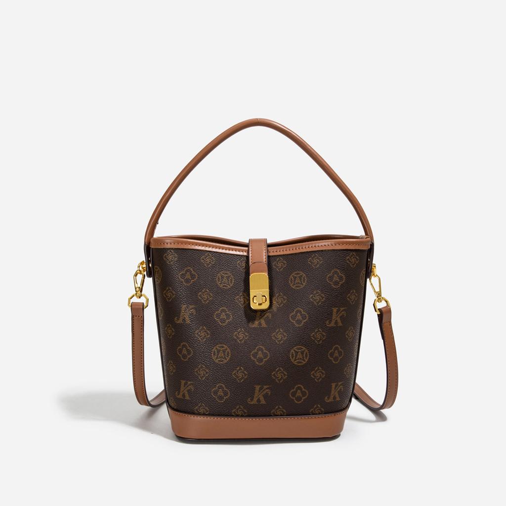 New Fashion Style Letter Lock Bucket Bag Portable Shoulder Oblique Span Women's Bag