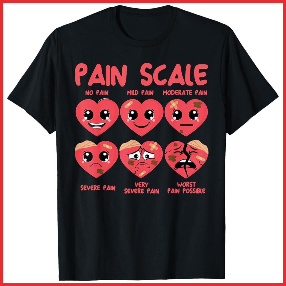Pain Scale Heart Candy Nurse Gift Valentine s Day Black Cotton T-Shirt Unisex T-Shirt XXXXL
