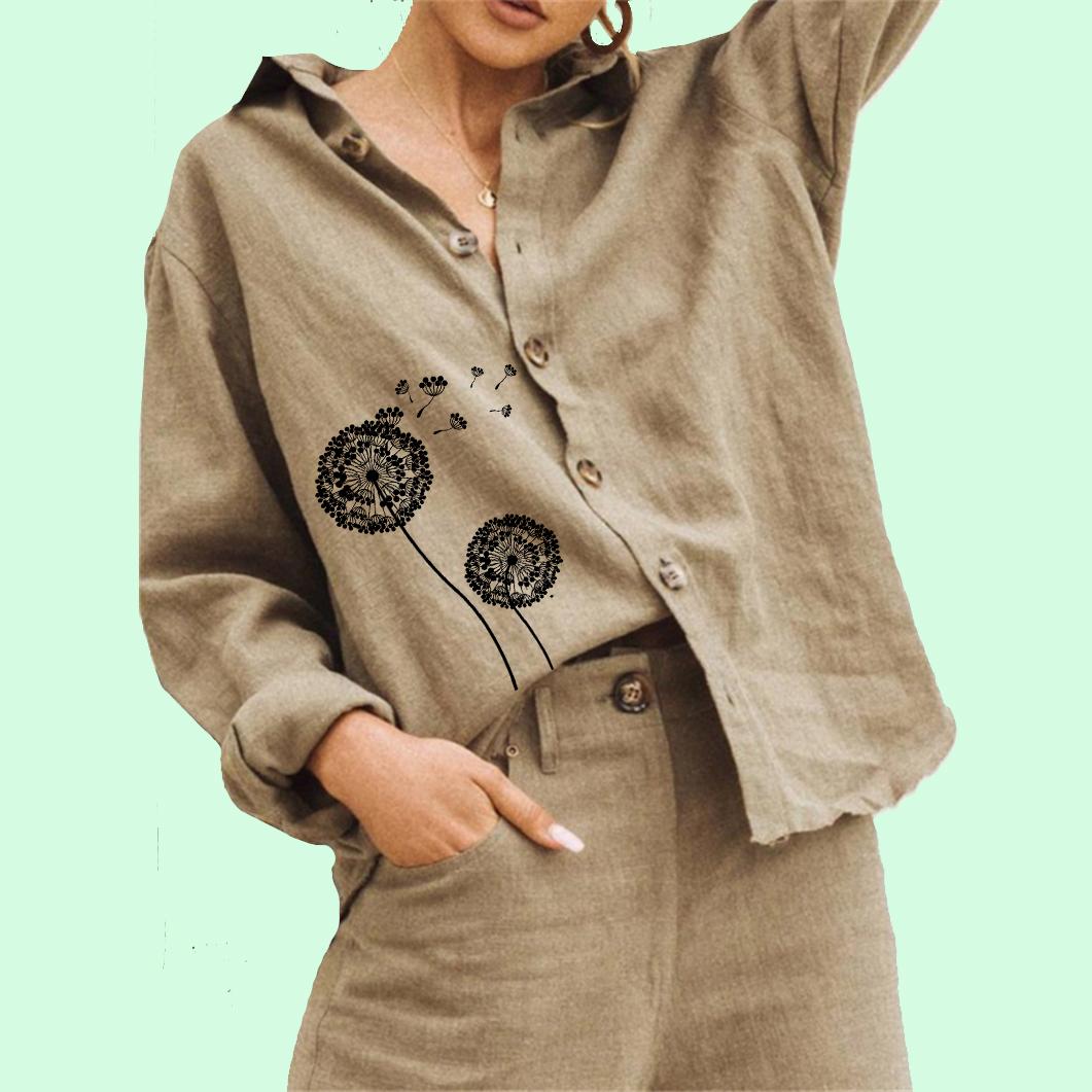 

Женская модная блузка с цветочным принтом, женская повседневная рубашка с длинным рукавом и застежкой-молнией из хлопка и льна 3XL хаки