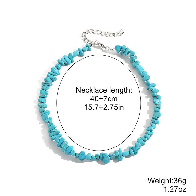 Natural Turquoise Stone Choker Necklace Women Crystal Bead Handmade Jewelry Classic Layer For Formal Events A6
