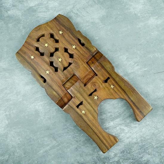 Buchhalter aus Holz, zusammenklappbarer Leseständer für religiöse Gebete mit aufwendigen Schnitzereien, Rehal für religiöse heilige Bücher, 30,48 cm