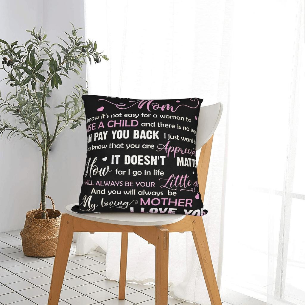 Mother's Day  Pillowcase Polyester Cushion Cover Decoration Letter From Daughter Pillow Case Cover Seater Square 18'