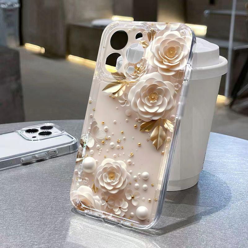 Phone Case For Xiaomi 13 12 11 Lite 5G 14 13 14T 13T 12T For Xiaomi 17 Pro Max Diamond Pearl Butterfly Pattern Transparent Cover