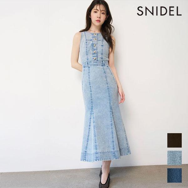 SNIDEL Dress 26 Spring/Summer Amethyst Denim Dress Maxi Length Sleeveless Mermaid swfo262050