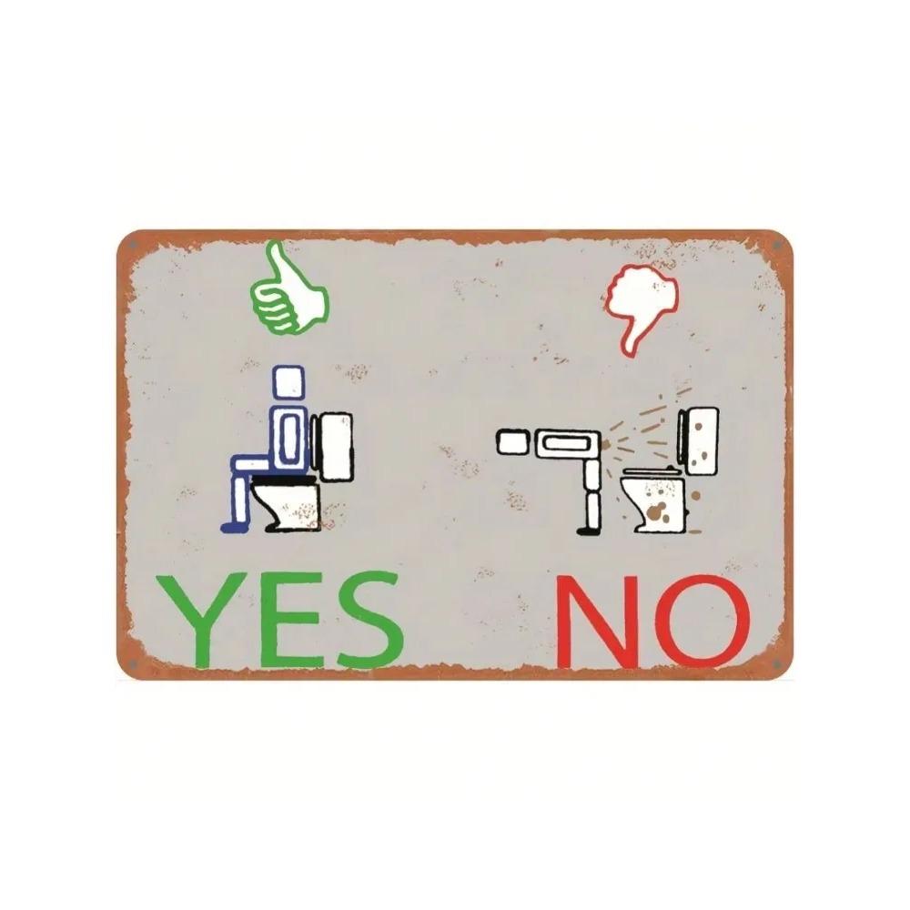 RetroMood Funny YES NO Rustic Toilet Metal Sign Vintage Iron Wall Art Bathroom Man Cave Home Bar Decorative Plaque
