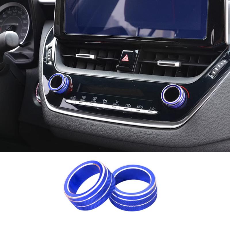 For Toyota Corolla -2024 Air Condition Knob Button Ring Cover Blue Decor