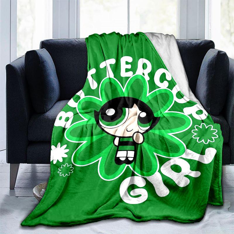 1PC The Powerpuff Girls printed blanket, all season lightweight home office outdoor nap multifunctional blanket A6