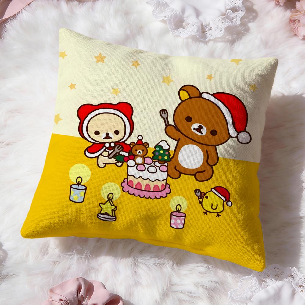 Cute R-RirakkumaS Cushion Cover Premium Comfort Reversible Pillow Cove -Two in One Design for Any Room & Car Interior