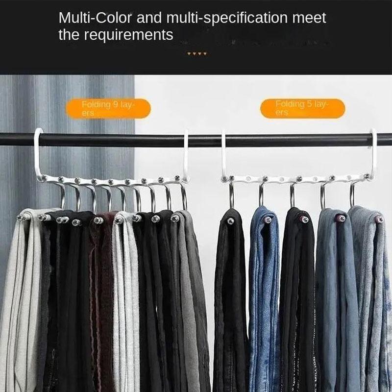 Folding Pants Rack Home Multifunctional Wardrobe Hanger Multi-layer Retractable Space-saving Clothing Storage Rack