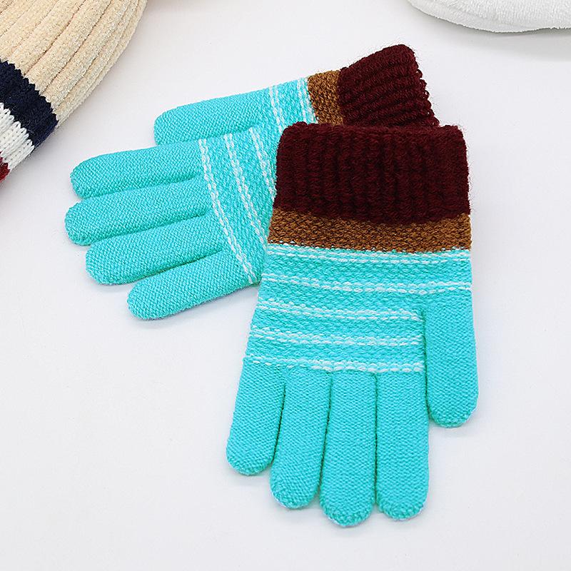 Children's Fingerless Winter Cartoon Kitten Gloves - Warm, Cute, Knitted Imitation Cashmere for Elementary Students