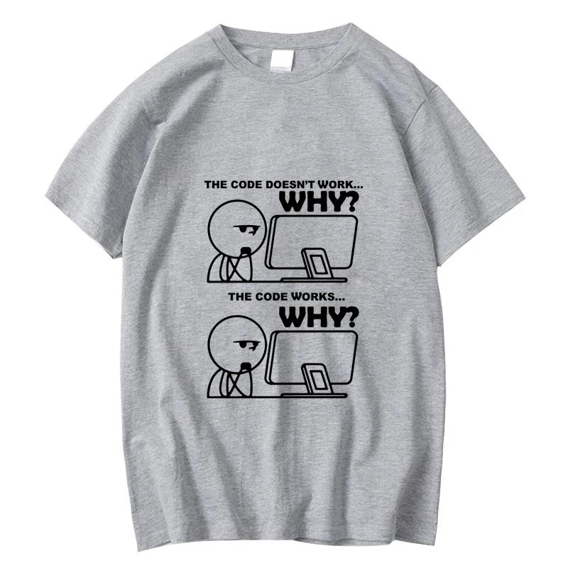 Men's T-shirt Cotton Funny Programmer Print Summer Loose O-neck Cool for Men Short Sleeves T-shirt Male Tees