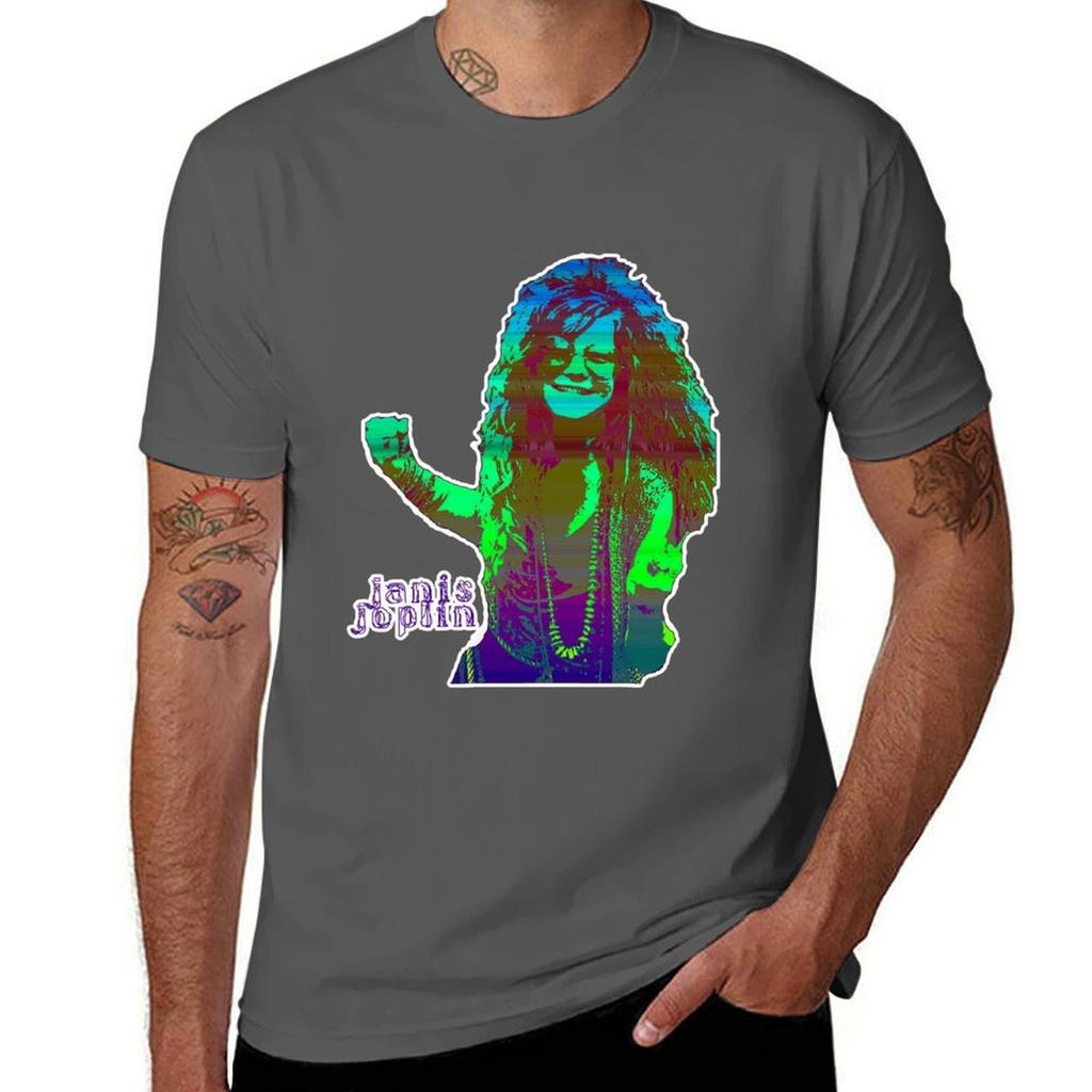 Janis Joplin GREEN digital handmade art by Iona Art Digital TShirt Casual Graphic Print Tee