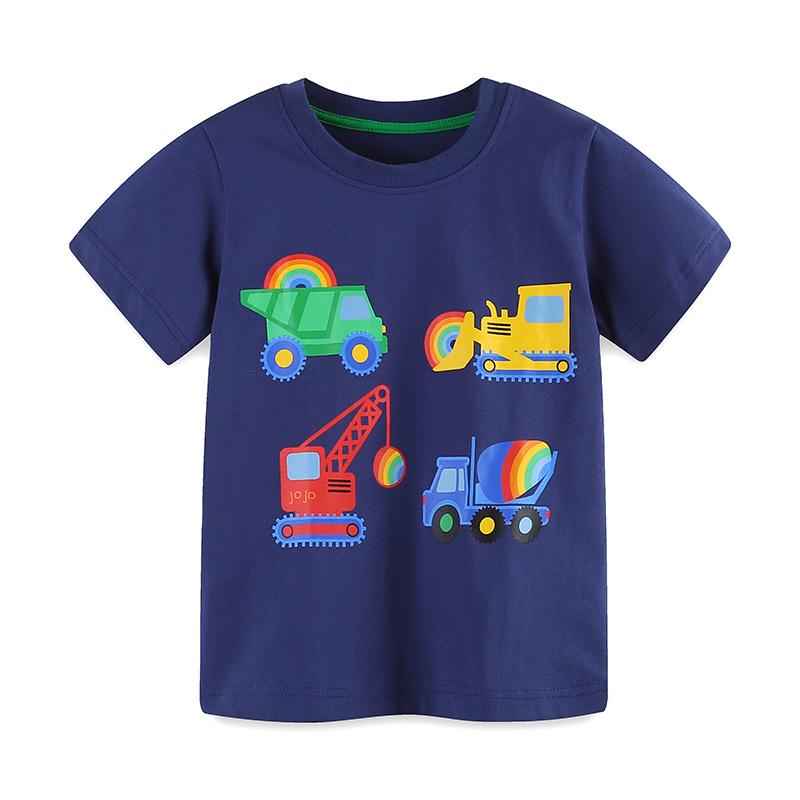 European Style Boys Summer Set with Car Embroidery - Knitted Cotton Short Sleeve & Shorts 6Y