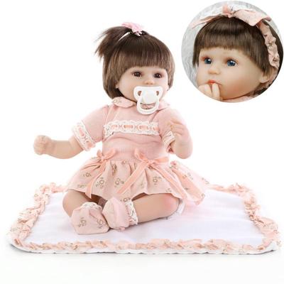 Pembe Yumuşak Vinil Silikon Reborn Bebek Kız Sevimli Bebek 43CM Gerçekçi Bebek Bebekler