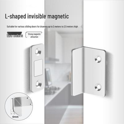 L-förmiger magnetischer Türstopper: Unsichtbare, lochfreie, dünne Platte für Schiebetüren, Schubladen und Schränke.