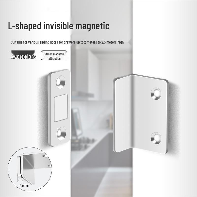 L-Shaped Magnetic Door Stopper: Invisible, Punch-Free, Thin Sheet for Sliding Doors, Drawers, and Cabinets.