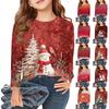Christmas Day Girls Long Sleeve T Shirts Kids Fall Tops Crewneck Printed Basic Tees